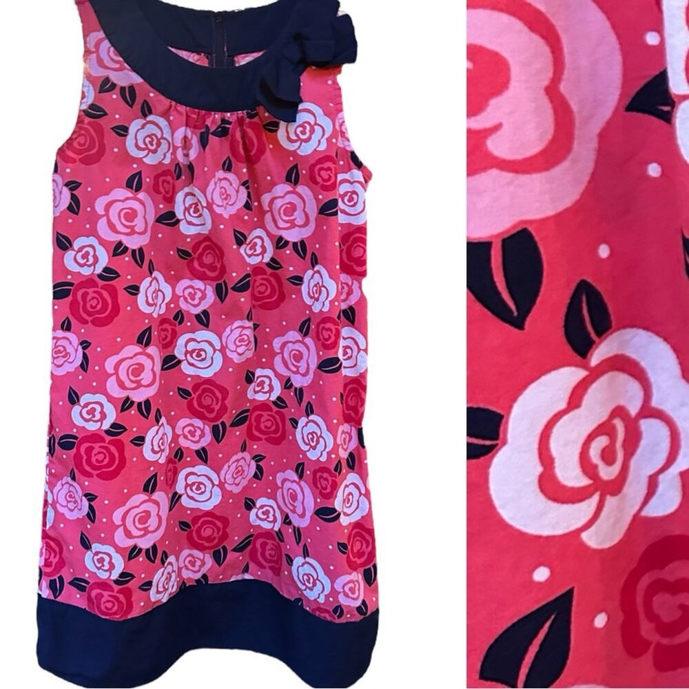 Gymboree Floral Rose Valentine’s Day Dress Pink and Navy Size 8